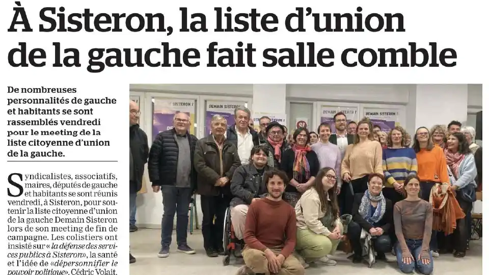 À Sisteron, la liste d&rsquo;union de la gauche fait salle comble