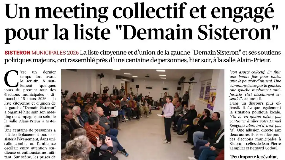 Un meeting collectif est engagé pour la liste « Demain Sisteron »